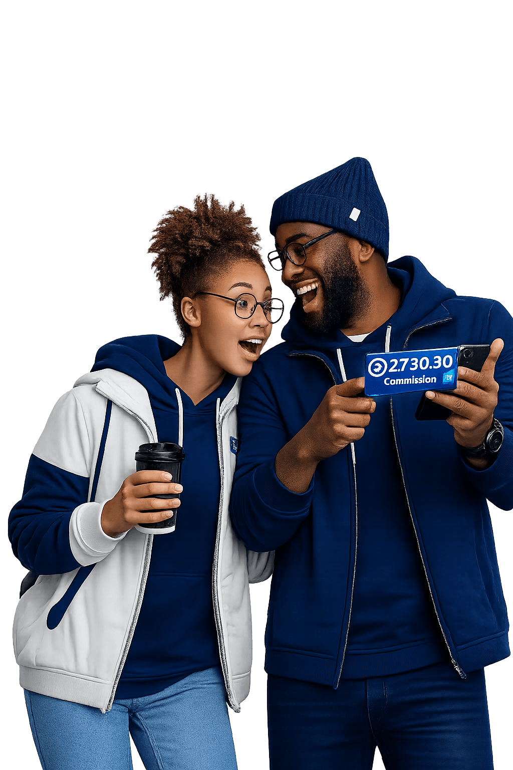 Couple d’affiliés AQSTER consultant leurs commissions